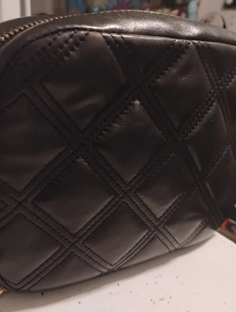 Tory Burch-Soft Flemming Quilted Camera-Crossbody Bag with Chain Strap 🖤(As Is)
